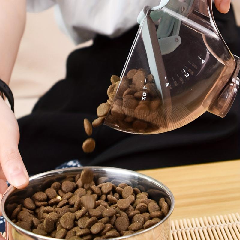 Adjustable Pet Food Scoop with Scale Measuring Cup for Cats & Dogs