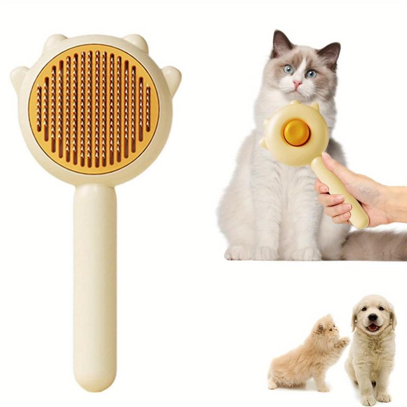 Self Cleaning Pet Brush for Cats and Dogs - Promotes Healthy Coat