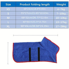 Pet Bath Robe Towel Microfibre Fast Drying Coat