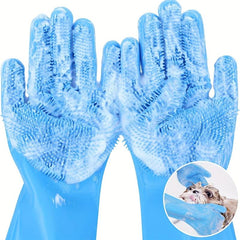 Enhanced 5 Finger Pet Grooming Gloves - Cat Hair Remover & Dog Washing Gloves
