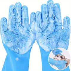 Enhanced 5 Finger Pet Grooming Gloves - Cat Hair Remover & Dog Washing Gloves