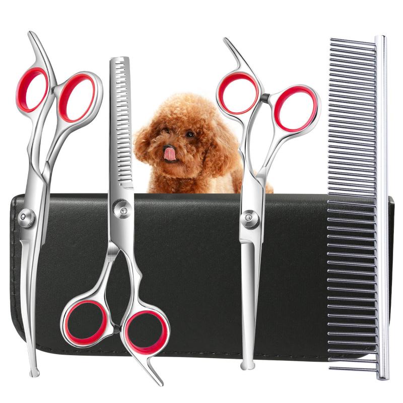 4pcs Dog Grooming Scissors Set for Precise Trimming & Shaping All Breeds