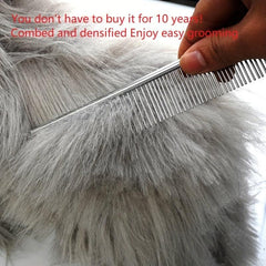 Pet Grooming Comb for Dogs & Cats - Stainless Steel Shedding Tool