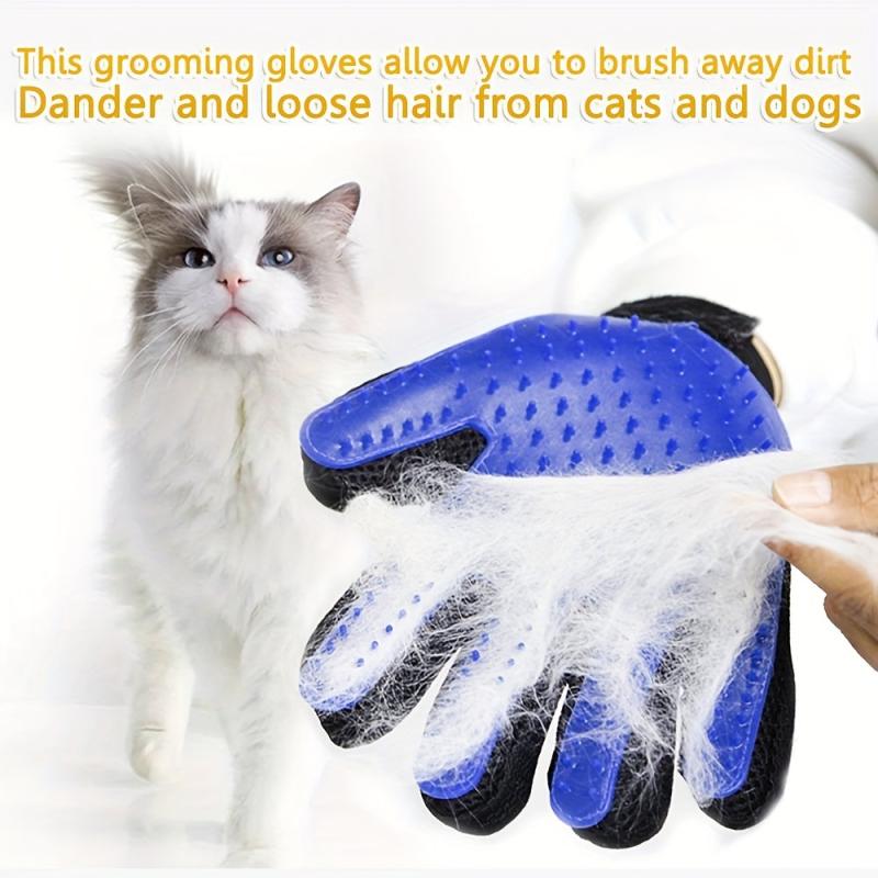 2-in-1 Pet Grooming Glove Brush for Dogs & Cats - Fur & Hair Removal Mitt