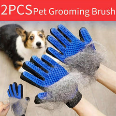 2-in-1 Pet Grooming Glove Brush for Dogs & Cats - Fur & Hair Removal Mitt