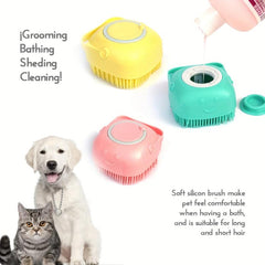 Dog Bath Brush Grooming Massage Brush with Shampoo Dispenser