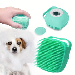 Dog Bath Brush Grooming Massage Brush with Shampoo Dispenser