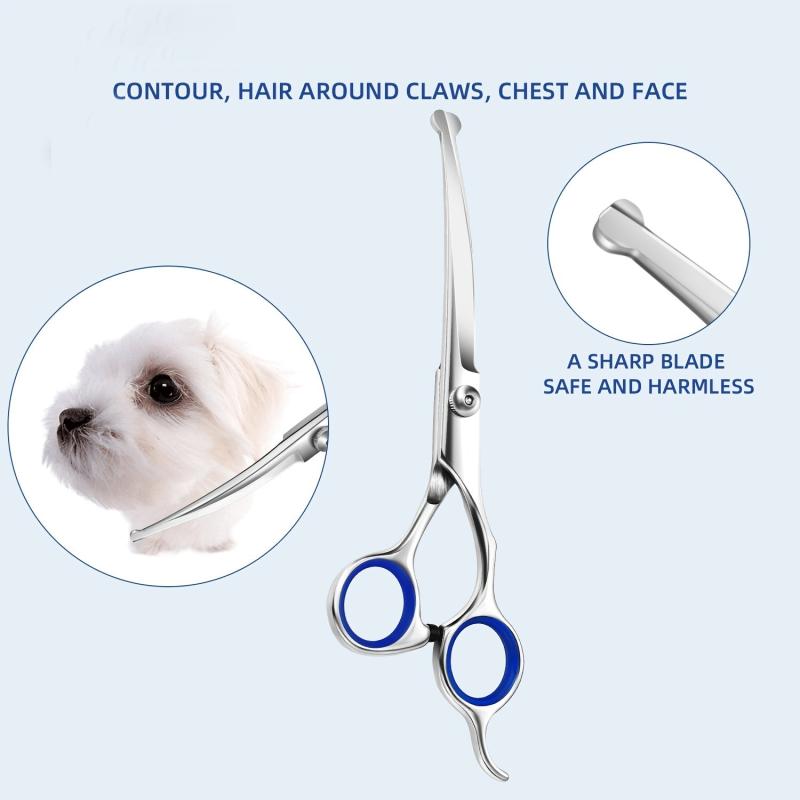 4pcs Dog Grooming Scissors Stainless Steel Curved Thinning and Cutting Shears
