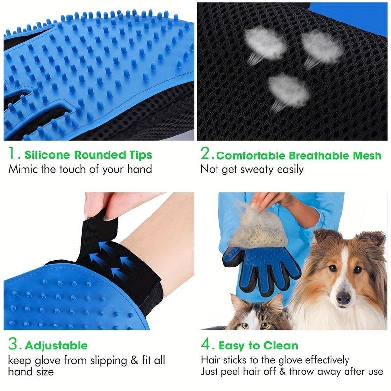 Pet Grooming Gloves Hair Washing Removing & Massaging For Cats & Dogs