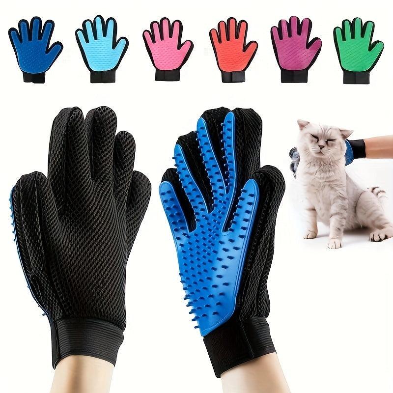 Pet Grooming Gloves Hair Washing Removing & Massaging For Cats & Dogs