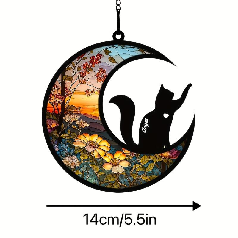 Cat Memorial Suncatcher Pet Loss Stained Glass Light Catcher For Cat Christmas