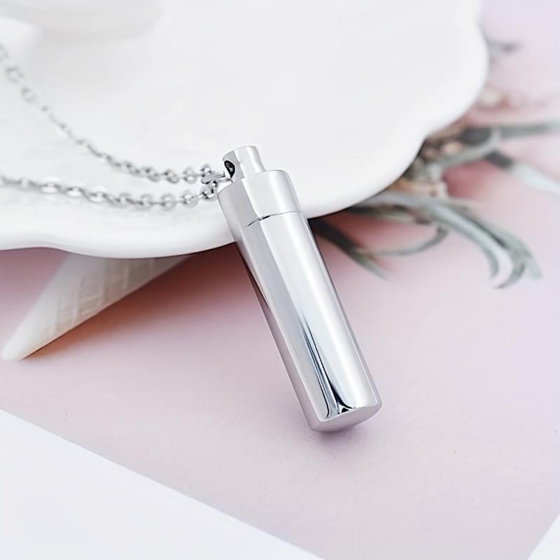 Cylinder Cremation Necklace for Ashes Keepsake Pendant Urn Jewelry