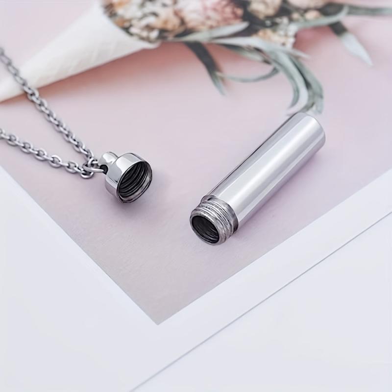 Cylinder Cremation Necklace for Ashes Keepsake Pendant Urn Jewelry
