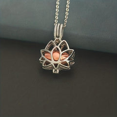 Lotus Flower Cremation Necklace with Keepsake Urn