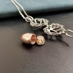 Lotus Flower Cremation Necklace with Keepsake Urn