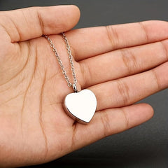 Heart Shaped Stainless Steel Cremation Urn Necklace for Pet Ashes
