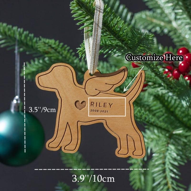 Personalized Dog Memorial Carved Ornament Pet Loss Gift