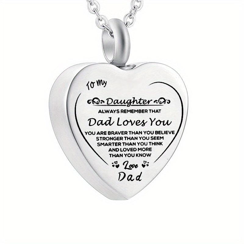 Heart Cremation Urn Necklace Stainless Steel Pendant Keepsake Gift