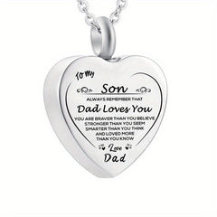 Heart Cremation Urn Necklace Stainless Steel Pendant Keepsake Gift