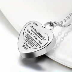 Heart Cremation Urn Necklace Stainless Steel Pendant Keepsake Gift