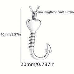 Waterproof Heart Fish Hook Cremation Jewelry Ashes Urn Necklace