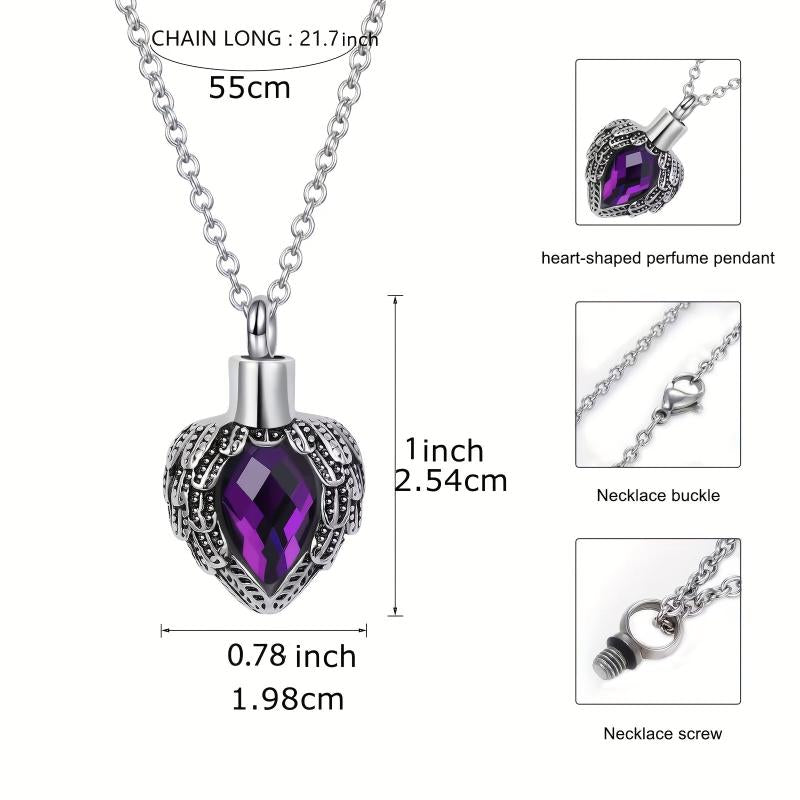 Heart Urn Necklace Birthstone Stainless Steel Ashes Pet Friends