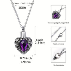 Heart Urn Necklace Birthstone Stainless Steel Ashes Pet Friends