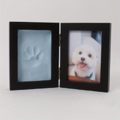 Pet Paw Print Keepsake Kit Wooden Photo Frame With Memorial Clay Imprint