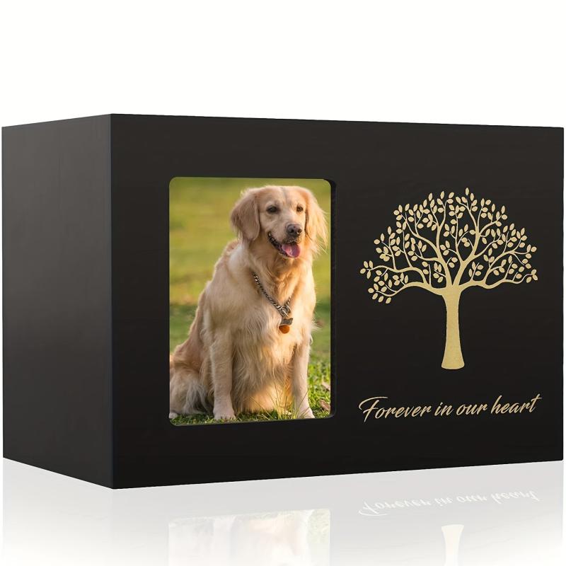 Wooden Pet Urn with Photo Frame, Memorialize Your Beloved Companion