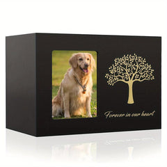 Wooden Pet Urn with Photo Frame, Memorialize Your Beloved Companion