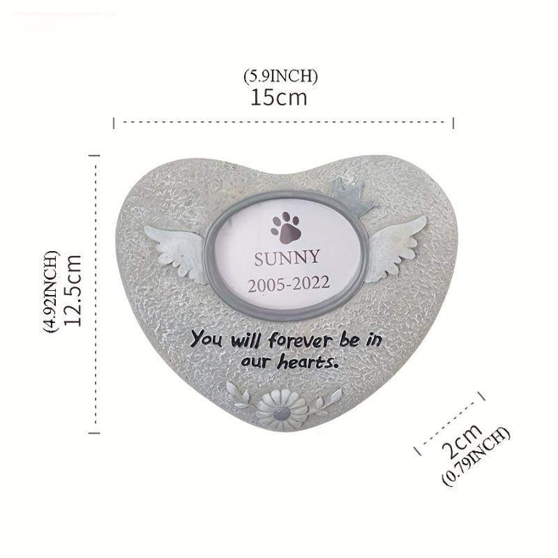 Paw Shaped Pet Memorial Stone with Photo Frame for Dogs or Cats