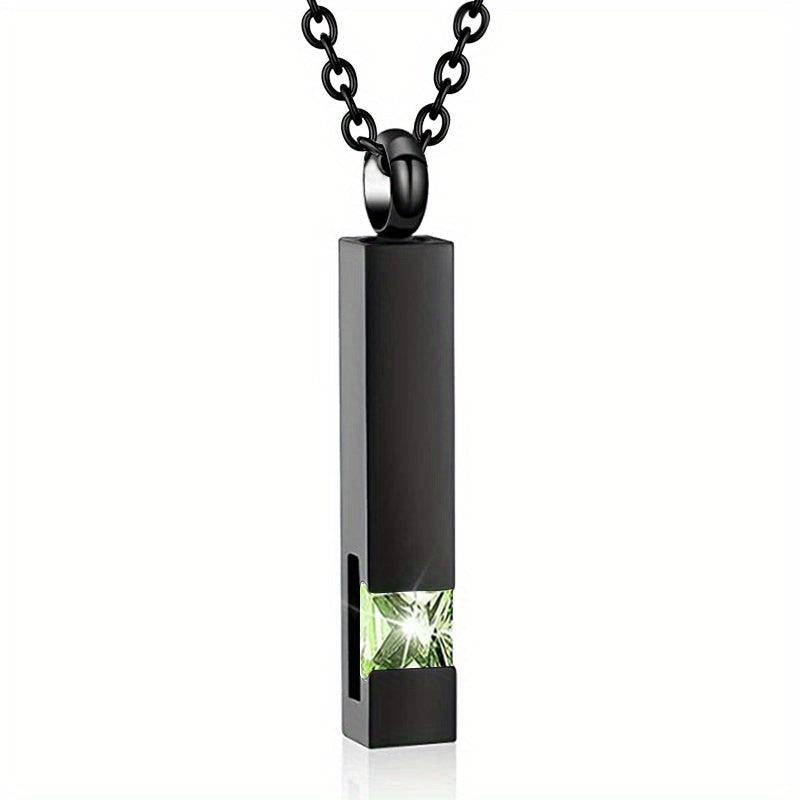 Zircon Pet Ashes Urn Necklace Vertical Bar