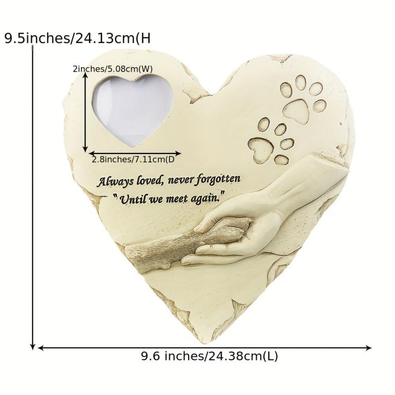 Heart Shape Resin Dog Tombstone Photo Frame Pet Memorial Decoration