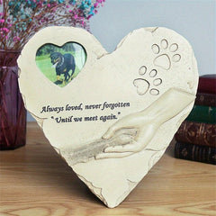 Heart Shape Resin Dog Tombstone Photo Frame Pet Memorial Decoration