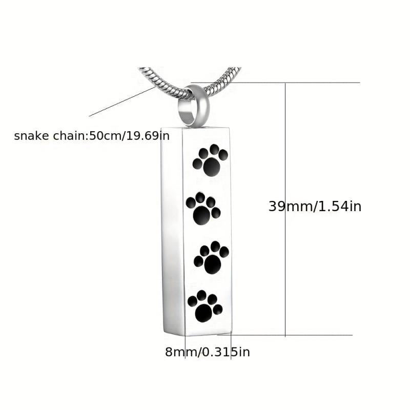 Pet Cremation Jewelry Paw Print Urn Necklace For Ashes