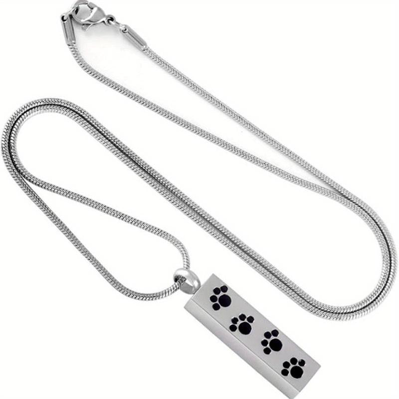Pet Cremation Jewelry Paw Print Urn Necklace For Ashes
