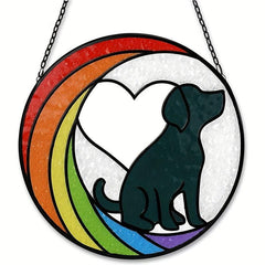 Colorful Heart Dog Round Acrylic Pendant Necklace