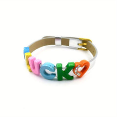Personalized Pet Memorial Bracelet - Colorful Lettering, Up to 10 Characters