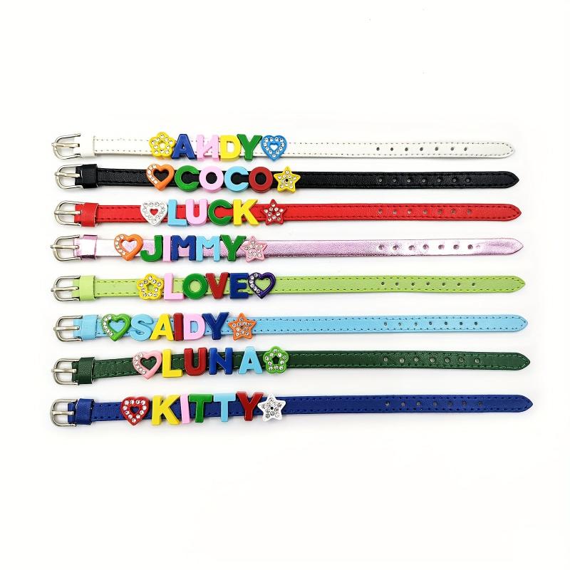Custom Red Pet Memorial Bracelet with Colorful Letters