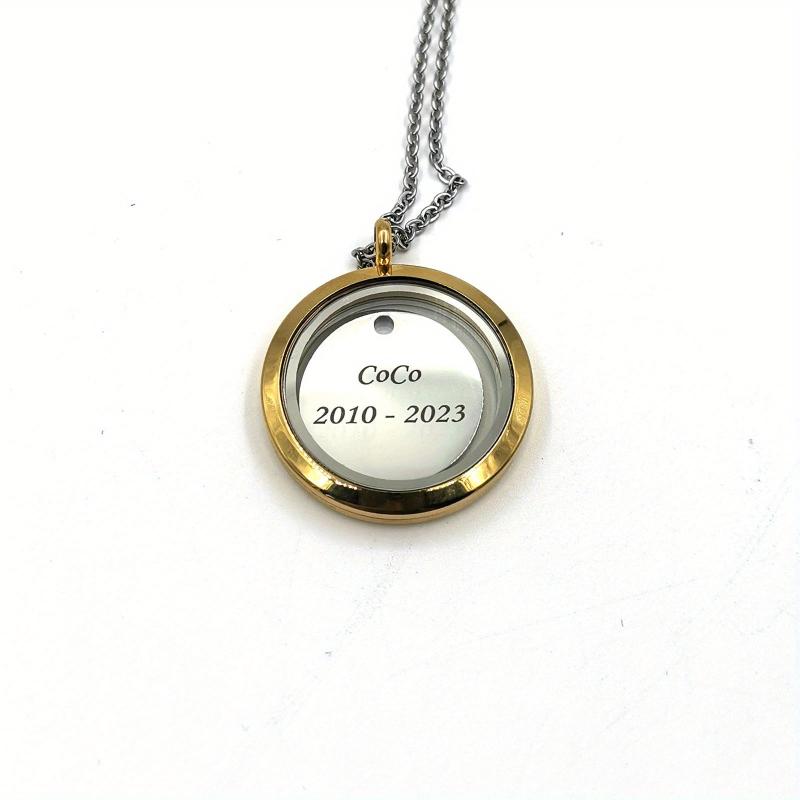 Customized Pet Memorial Pendant Engrave Name Plate Screw Cap Pet Hair