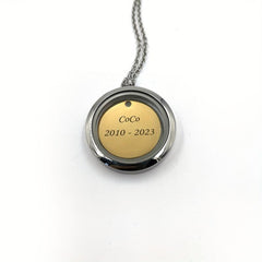 Silver Screw Cap Pet Memorial Pendant Engrave Name Years Golden Plate Pet Hair
