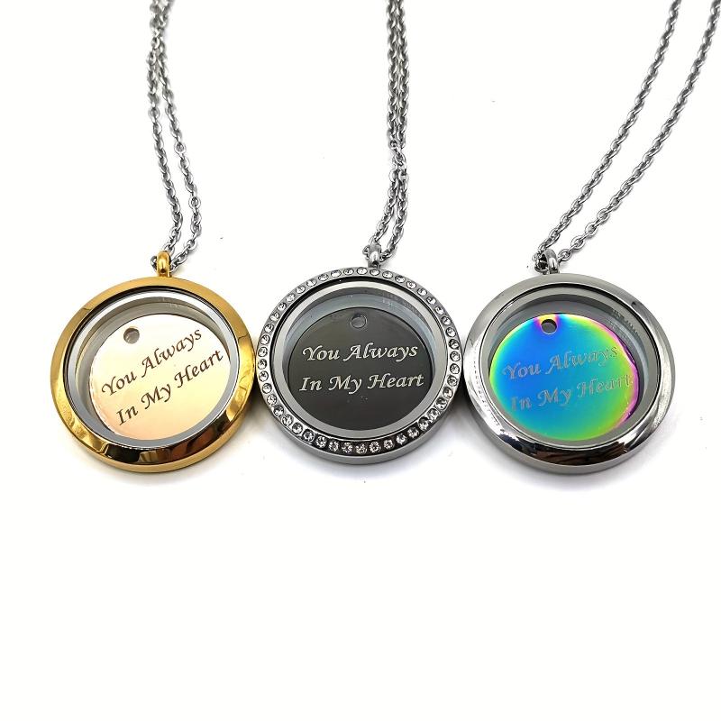 Personalized Silver Rhinestone Pet Memorial Pendant Engraved Name Years