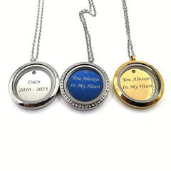 Silver Screw Cap Pet Memorial Pendant - Custom Engraved Name & Years Plate