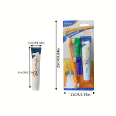Dual Headed Pet Toothbrush Set for Dogs and Cats Finger Brush Included
