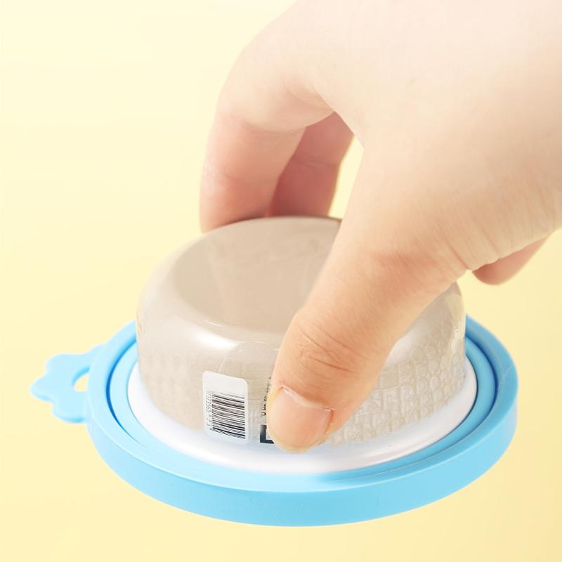 2pcs Pet Food Tin Lids Sealed Cover Spoon Silicone Random Colors