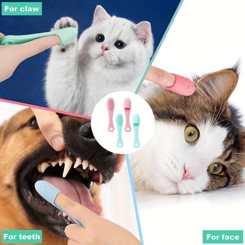 4pcs Soft Silicone Dog Finger Toothbrush for Pet Dental Care