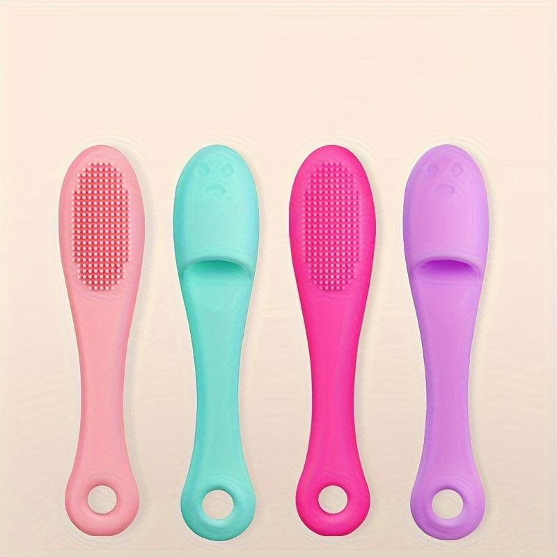 Silicone Dog Finger Toothbrush with Handle Pet Cleaning