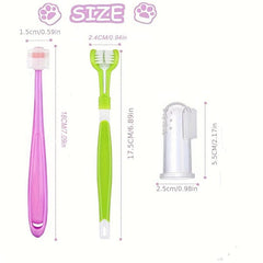 Triple Head Dog Toothbrush Set - 360 Degree Cleaning - Double Head Design