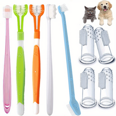 Triple Head Dog Toothbrush Set - 360 Degree Cleaning - Double Head Design
