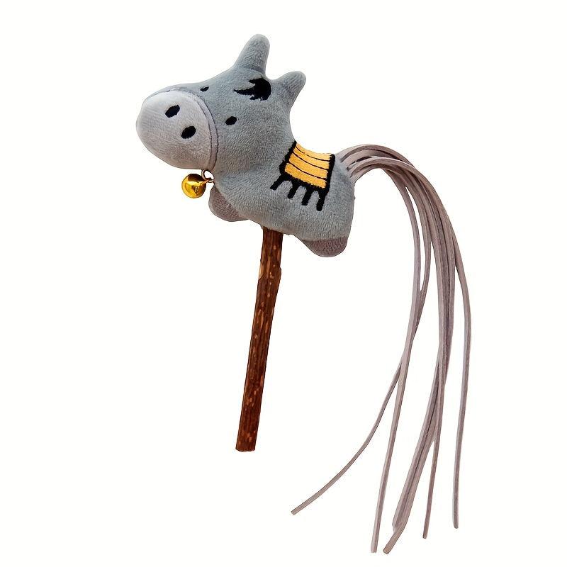 Wooden Cat Teaser Stick Toy - Interactive Kitten Play